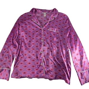 Victoria Secret SATIN LONG SLEEVE LIPS PJ Set Size Small